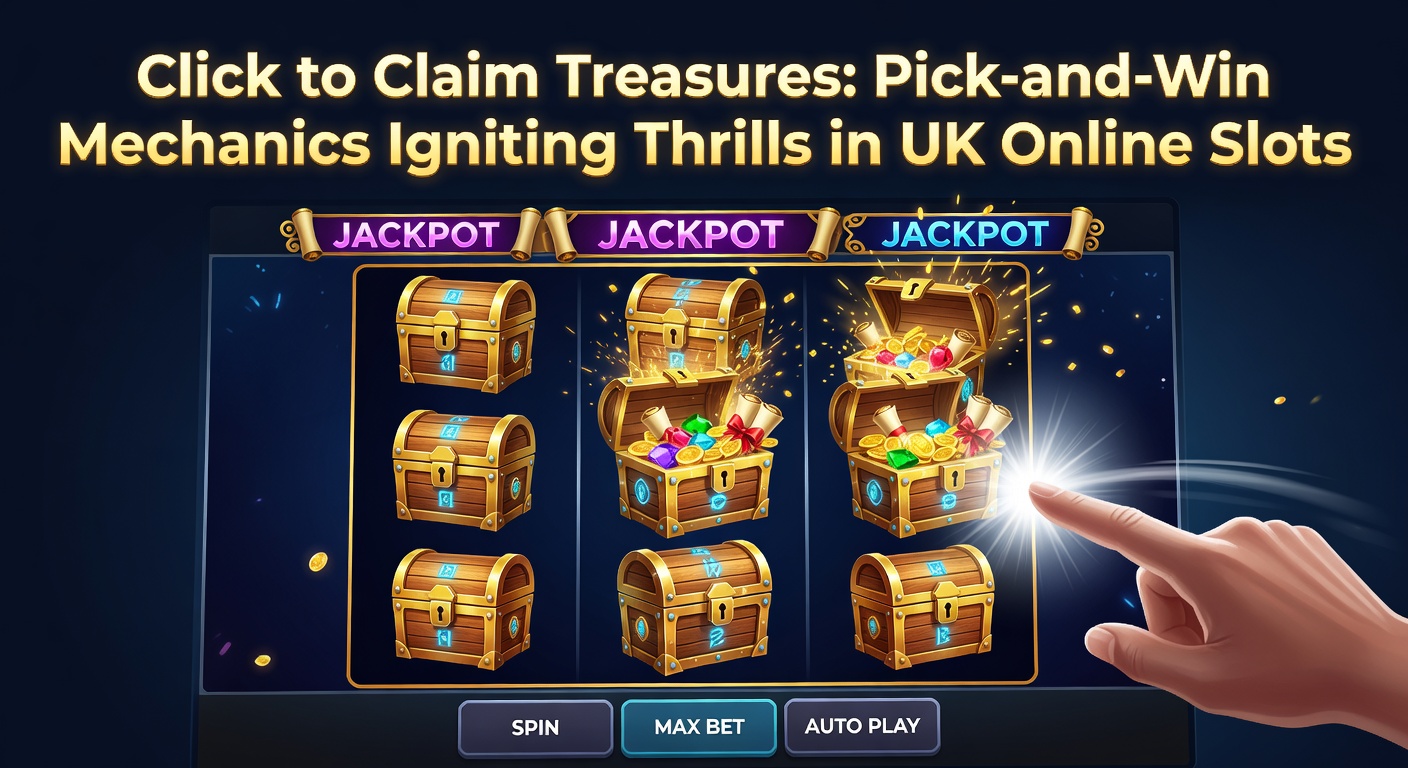 Close-up of a dynamic pick-and-win bonus in a UK slot game, with selected treasure items exploding into coin showers