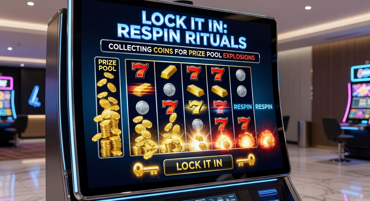 Close-up of a Lock It In slot explosion sequence, coins bursting from filled prize pools with cascading jackpots, multipliers, and celebratory animations filling the screen