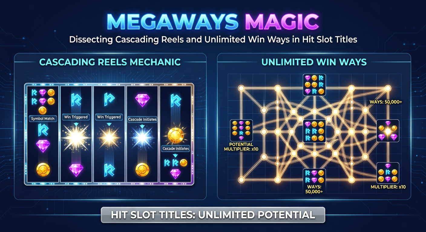 Close-up of a Megaways slot interface displaying unlimited win ways counter climbing past 100,000 with cascading wins in progress