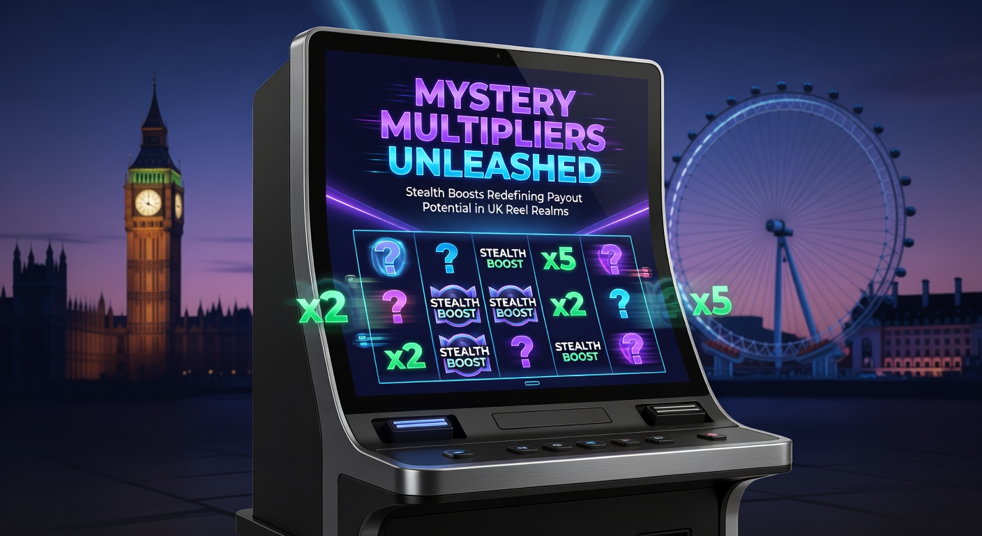 Close-up of a slot bonus round with mystery multiplier icons activating, symbols expanding, and payout meter skyrocketing in a high-stakes UK slot session
