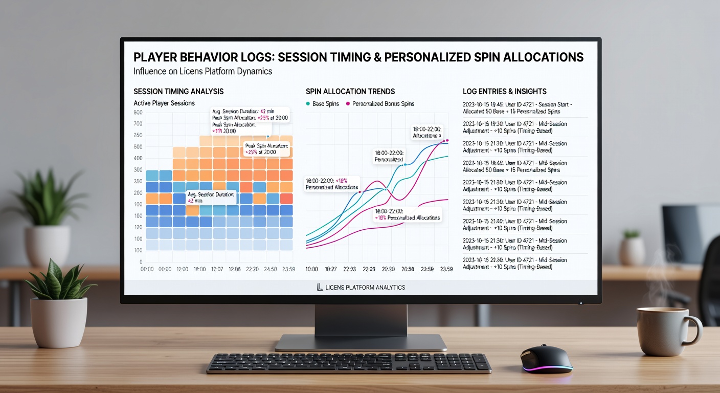 Analytics dashboard displaying session timing correlations with personalized spin rewards on regulated platforms