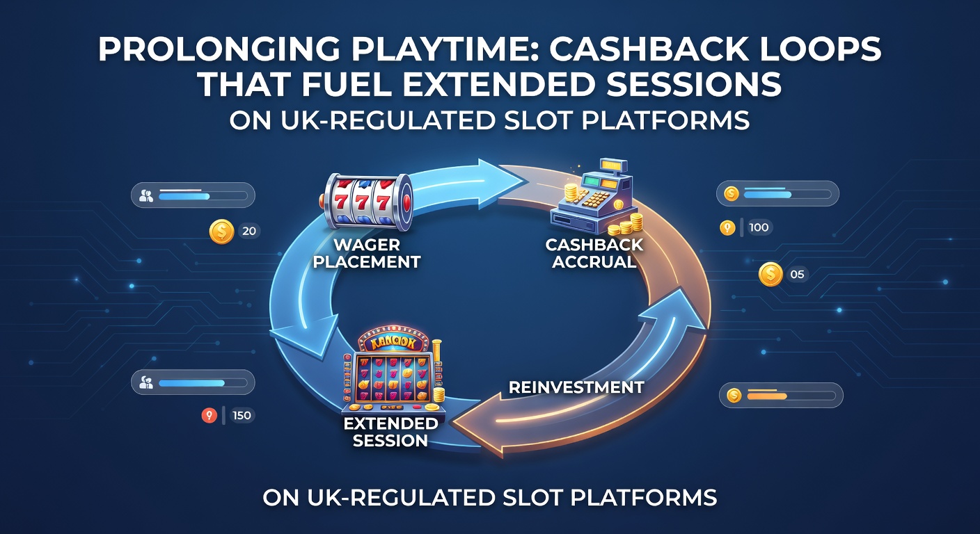 Screenshot of a UK slot platform dashboard displaying active cashback offer and extended play balance