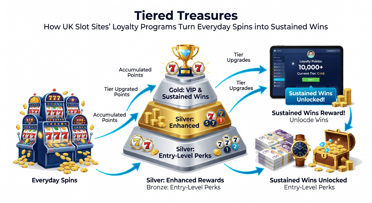 Close-up of a slot machine screen displaying loyalty tier progress bar filling up with gold coins and bonus icons