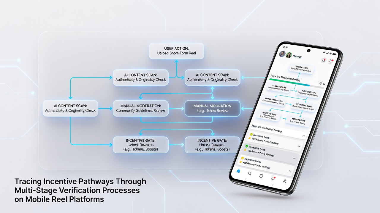 Flow diagram of multi-stage verification process on a mobile reel platform