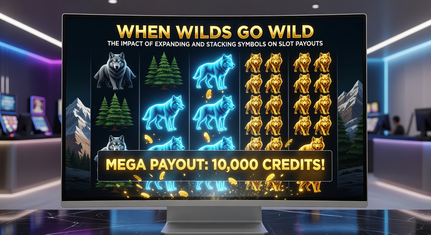 Close-up of stacked wild symbols filling multiple reels on a vibrant slot screen, with glowing multipliers and cascading wins in progress